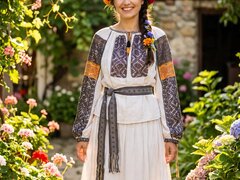 Vand costum popular autentic Muntenia, cu fir de argint