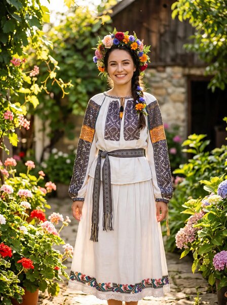 Vand costum popular autentic Muntenia, cu fir de argint