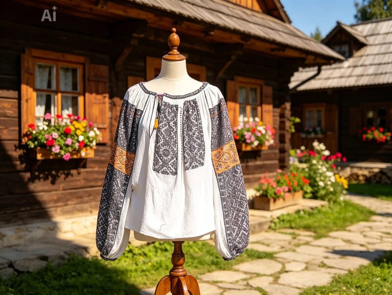 Vand costum popular autentic Muntenia, cu fir de argint